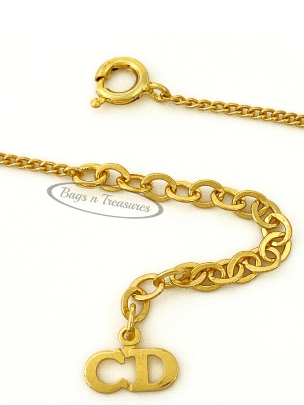 Vintage Christian Dior CD Logo Pendant Necklace Signed NOS Gold Tone - Picture 6 of 8